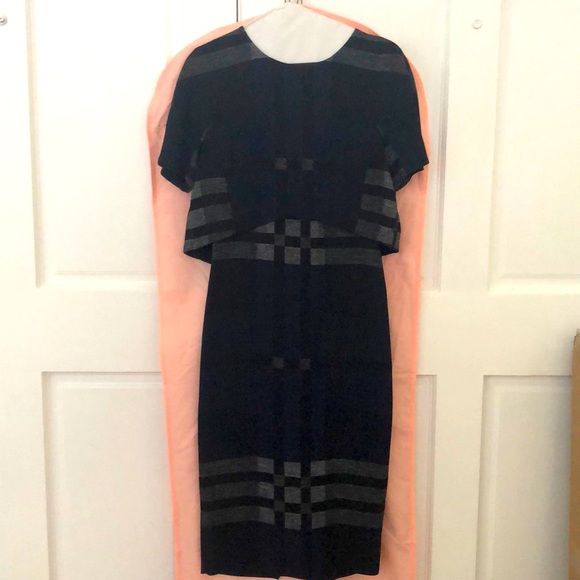 Sportmax Dresses & Skirts - SPORTMAX Navy /Black Plaid cape-like Dress- S-NWT.